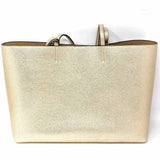 JIMMY CHOO Nine2Five E-W Champagne Metallic Leather Tote