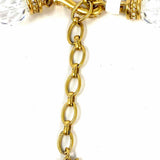 Swarovski Crystals Pave Elongated Egg Bead Pendant Gold Tone 24.25" Necklace