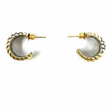 LAGOS 925 & 18K Two-tone Huggie Caviar Stripe Earrings