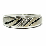 Estate size 8.5 10K White Gold Band Diamond Ring