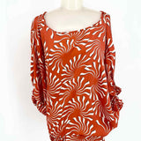 Diane Von Furstenberg Women's Red Size 8 balloon sleeve Silk Short Sleeve Top
