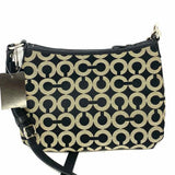 Coach Madison Canvas Black Beige Zip Signature Crossbody