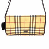 Burberry Coated Canvas Beige Flap Check Shoulder Bag