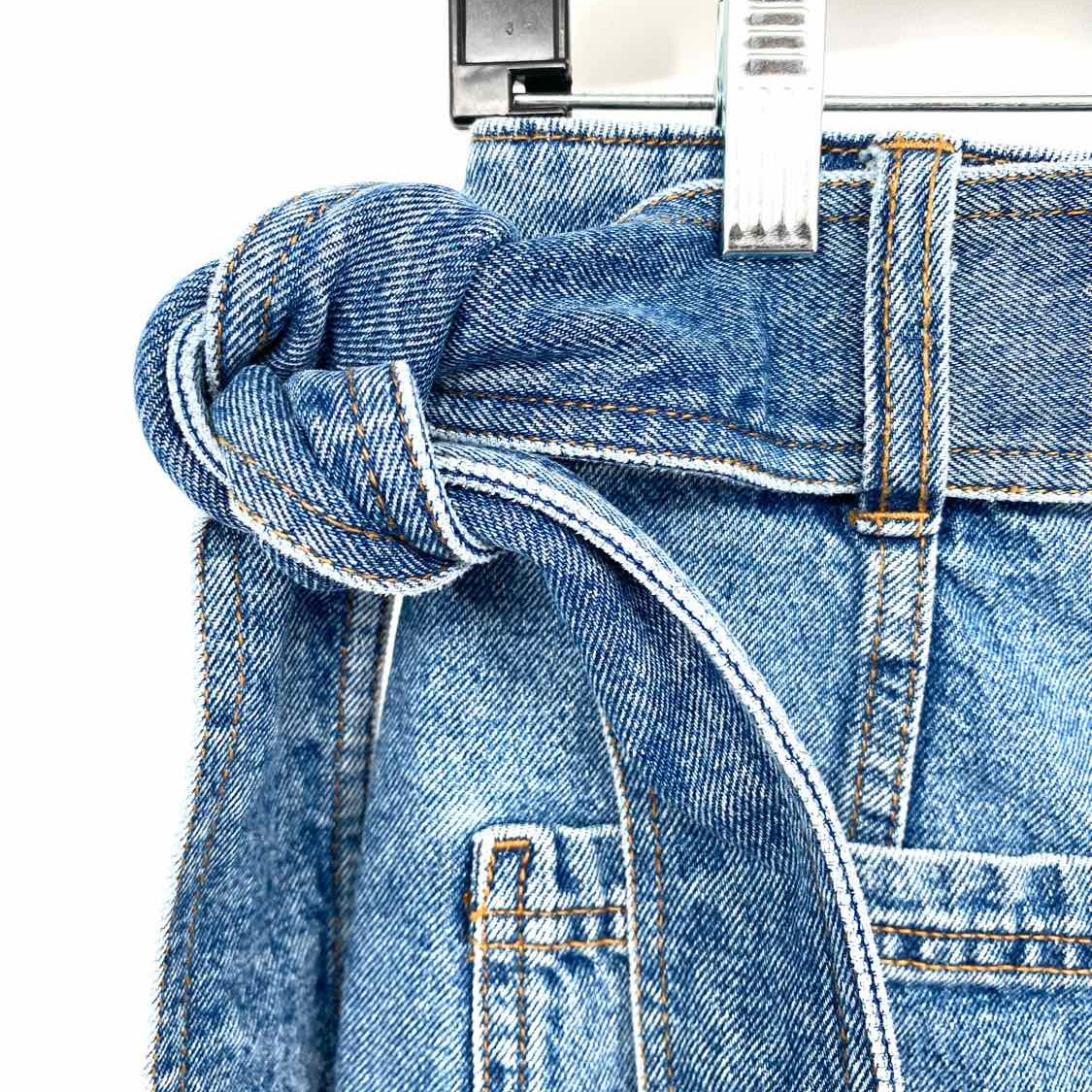 Sezane Women's Blue Size 6 mini Denim Belted Skirt
