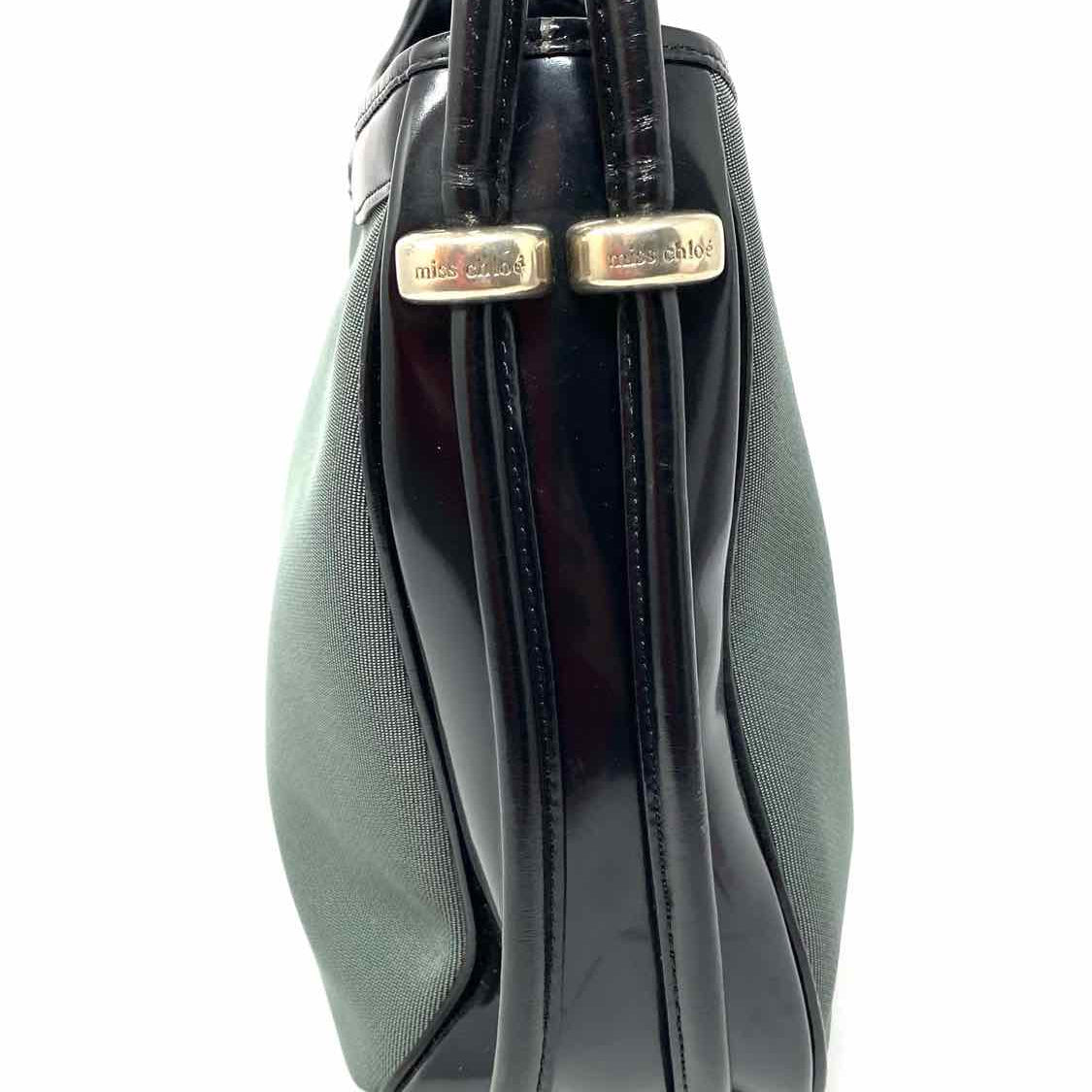 Miss Chloe Rubberized Canvas Black Gray Color Block Tote
