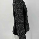 Tahari Women's Black White Size 4 Speckled Blazer