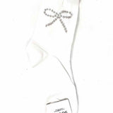 7DAYSSOCKS Women's White Crew Cotton Blend Bow Socks