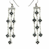 Brighton Toledo Alto Noir Black Silver Tone Chandelier 3.5" Clover Earrings