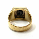 Estate size 7 14k Gold Yellow Square textured black star sapphire Ring