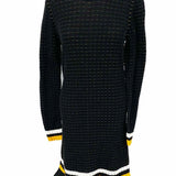 Phillip Lim Women's Black Gold Size L Long Sleeve Knit Stripe Dress