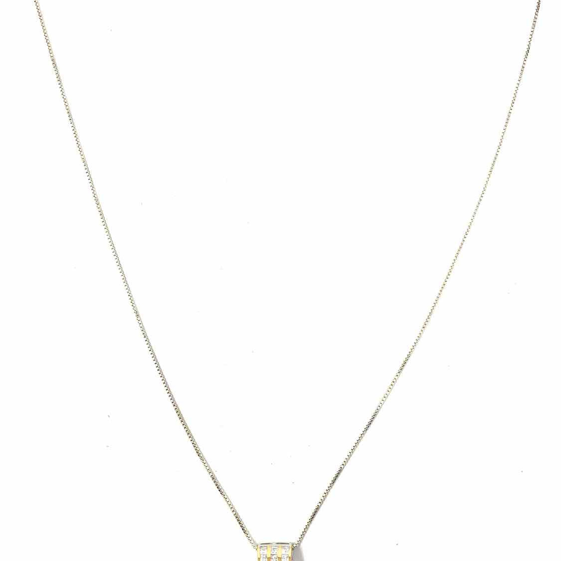 .925 Sterling Silver Two-tone Pendant 22" Necklace