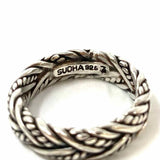 SUDHA 6.5 .925 Sterling Silver Braded Ring