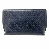 Henri Bendel Empire Pouch Black Zip Monogram Leather Clutch