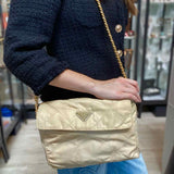 Prada Chain Link Catena Nylon Cream Flap Quilted Shoulder Bag