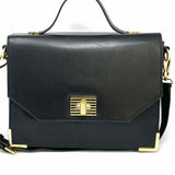 VINCE CAMUTO Black Top Handle Turnlock Leather Briefcase