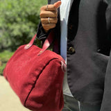 LOEWE Red Boston Anagram Suede Satchel