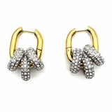 Statement Two-tone Hoop Charm Crystal Earrings