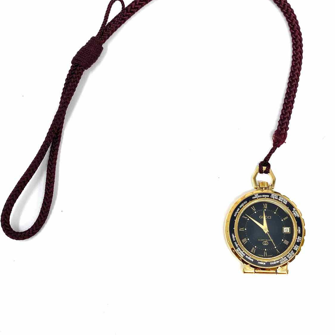 Gucci 1980's World Travel Pocket Watch Alarm Clock Metal Gold Plated Watch