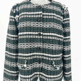 Tory Burch Norfolk Women's Forest Green Size 12 Boucle Tweed Jacket