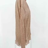BCBG Max Azria Women's Gold Size XL Turtleneck Shimmer Long Sleeve