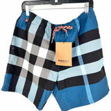 Burberry Women's Black Blue Size L Check Board Shorts