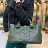 Celine Boogie Green Leather Satchel