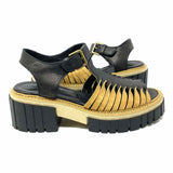 Cotelac Jenny Women's Black Beige Size 39/9 Platform Leather Sandals