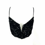 by Anthropologie Women's Black Size L Bustier Sequined Sleeveless