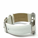 Philip Stein Teslar Double Dial Dual Time Stainless Steel White Leather Watch
