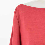 ST. JOHN Women's Red Size 12 Boatneck Ruffled Long Sleeve