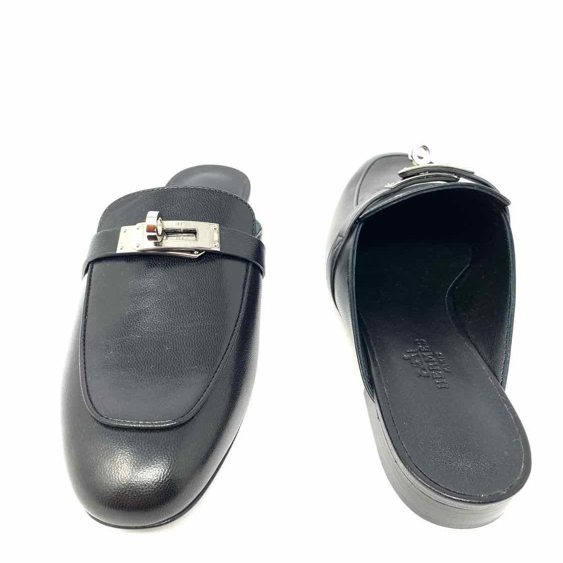 Hermes Oz Kelly Buckle Women's Black Size 36/6 Leather Mules