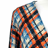 Eliza J Women's Blue Orange Size 16 Faux Wrap Plaid Dress