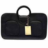 oliveve Black Woven Leather Tote