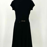 Cache Women's Black Size 8 A-Line Belted Dress
