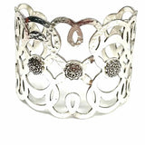 Brighton Silver tone Swirl Floral Hammered Cuff