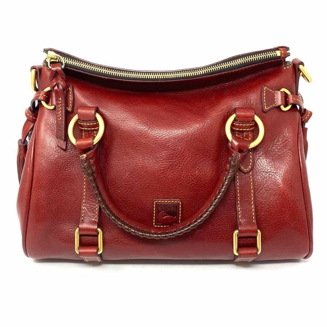 Dooney & Bourke Florentine Red Zip Tassel Pebbled Leather Satchel