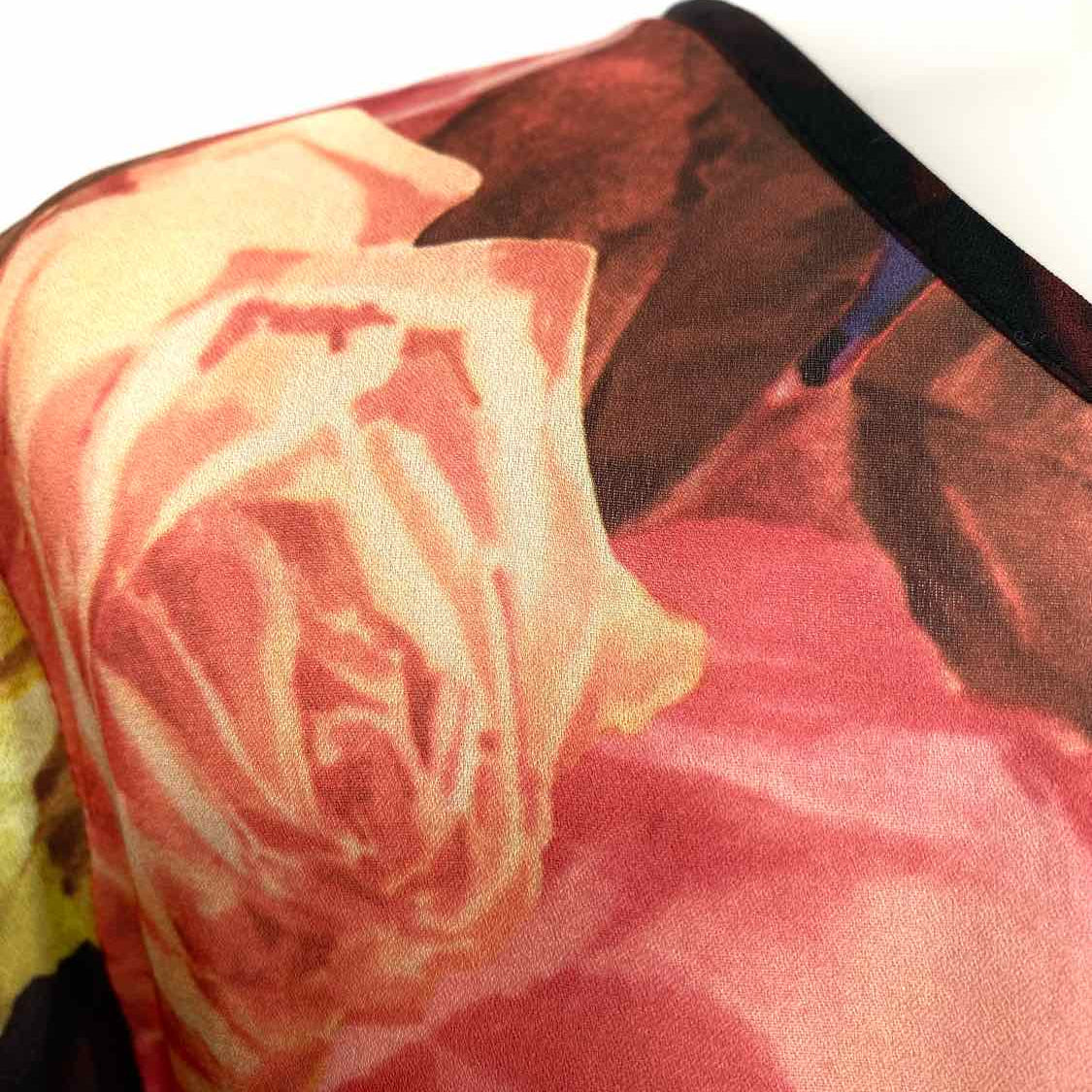 Ted Baker Women's Black / Red Blouse Sheer Floral Size 8 Short Sleeve Top