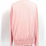 SUNDRY Women's Pink Size 12/L Boatneck Smocked Long Sleeve