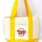 Trader Joes Customized Canvas Cream Yellow Color Block Tote