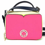 Kate Spade Vanity Pink Yellow Top Handle Color Block Saffiano Leather Crossbody