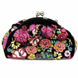 Vera Bradley 25th Anniversary Black Pink Kisslock Beaded Floral Clutch