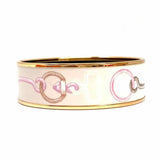 Hermes Inventaire Poetique L Cream Gold Tone Equestrian Made in France Bangle