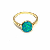Estate 9 14K Yellow Gold Oval Cabochon Opal Ring