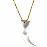 Alexis Bittar White Gold Tone Pendant Horn Lucite Necklace
