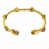 Statement Gold Tone 7.25" Pink Gem Bangle