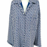 Flora Bea Briar Women's Navy Size M Button Down Chain Print Long Sleeve