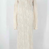 ULLA JOHNSON Antoille Women's Cream Size S Long Sleeve Cable knit Dress