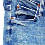 Mother Mid Rise Dazzler Women's Dark Blue Size 27/4 Straight Raw Hem Jeans