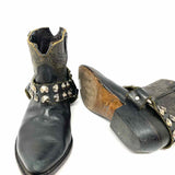 Golden Goose Women's Black Size 38/8 Western Leather Embossed Studded Bootie