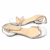 Marc Jacobs Women's Silver Size 38/8 Kitten Heel Metallic Sandals